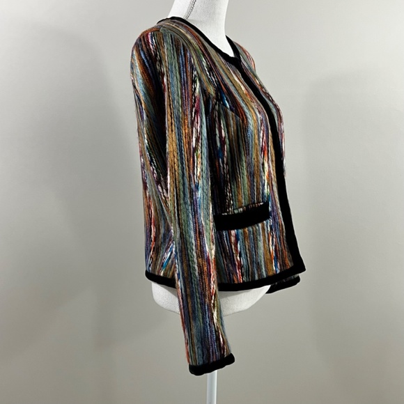 Katherine New York Multicolor Woven Yarn 3D Blazer Velvet Trim Womens Size M - Picture 6 of 11